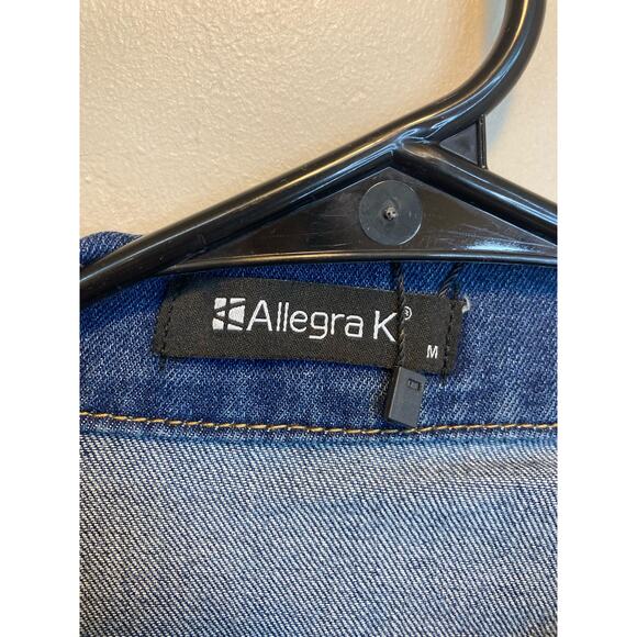 Allegra K Long Sleeve Denim Tie Waist Belt Button Up Jacket NEW Size Medium - Picture 2 of 10